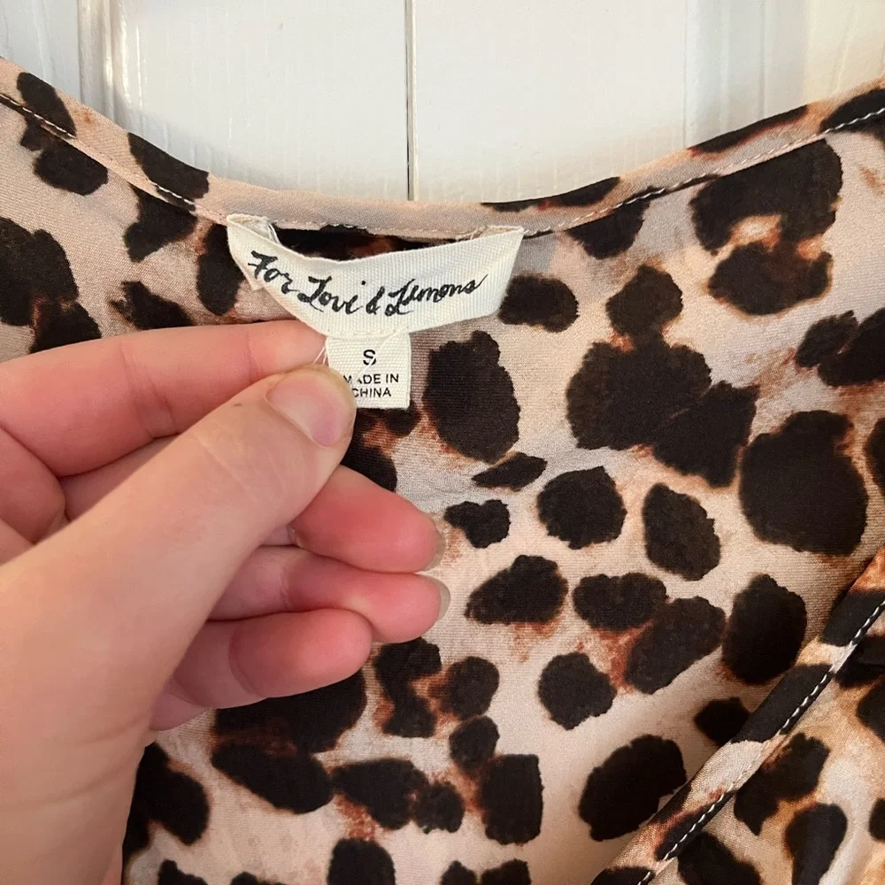 For Love and Lemons Leo Keyhole Mini Dress size small animal print silk blend - Picture 4 of 11